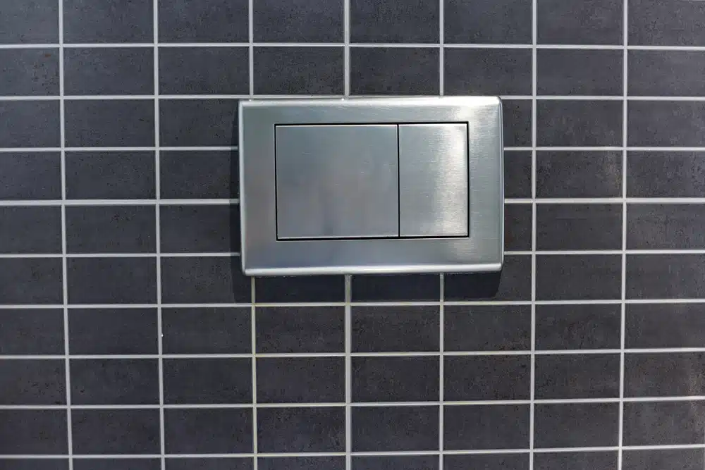 Metallic,Flush,Push,Button,On,Wall,In,Toilet